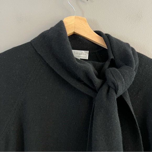 Sutton Studio Womens Wool Blend Mock Neck Tie Beck Black Medium - Picture 3 of 13